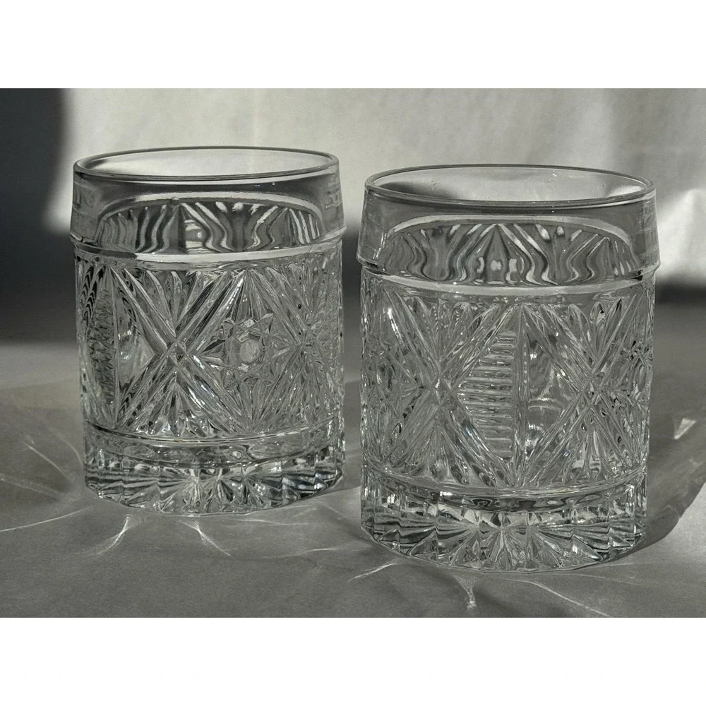 Oxford Crystal 2 PC Bohemia 24% Cut Crystal Double Old Fashioned Glass Polter